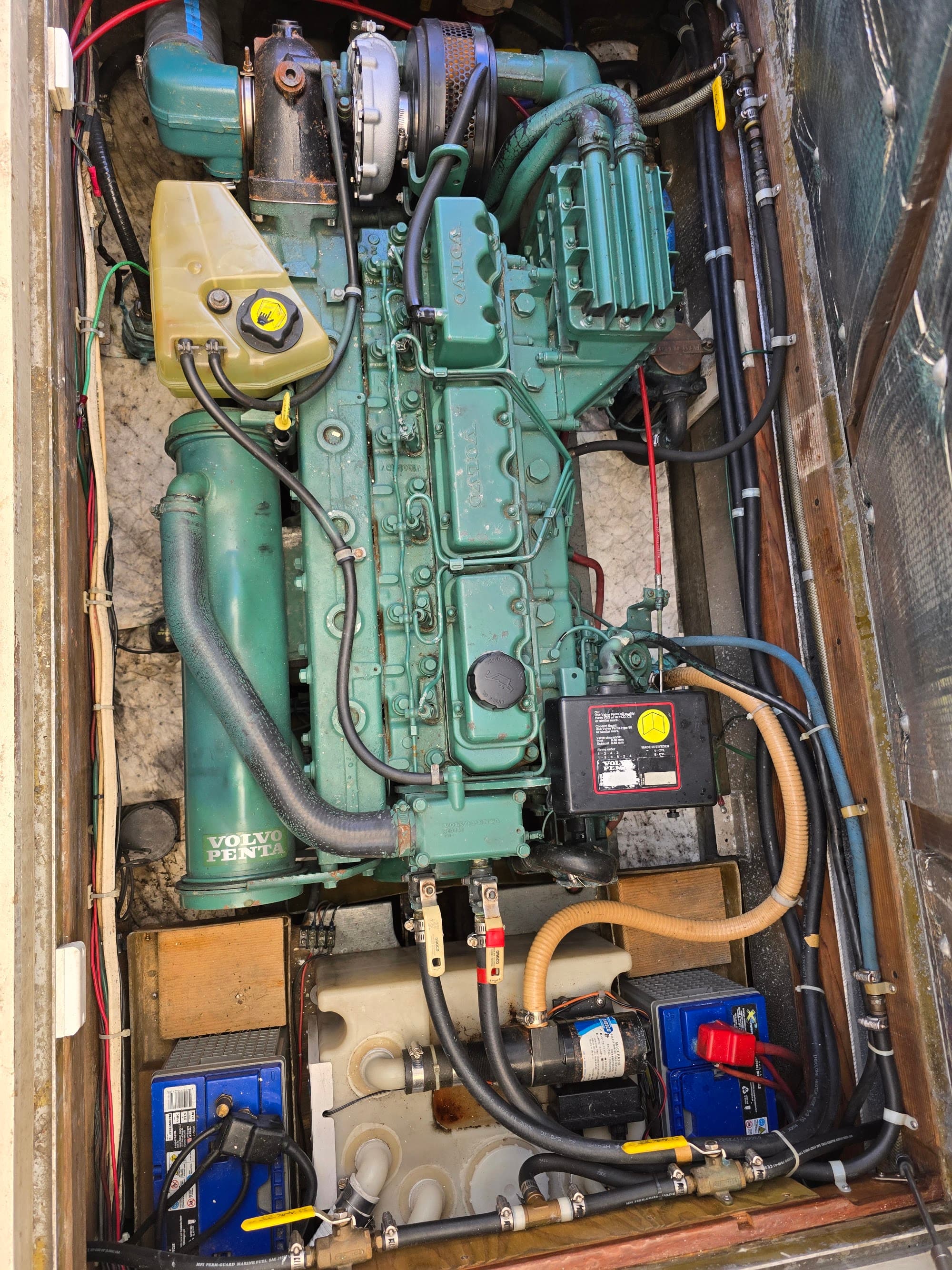 A well-maintained Volvo Penta diesel in a client's engine bay
